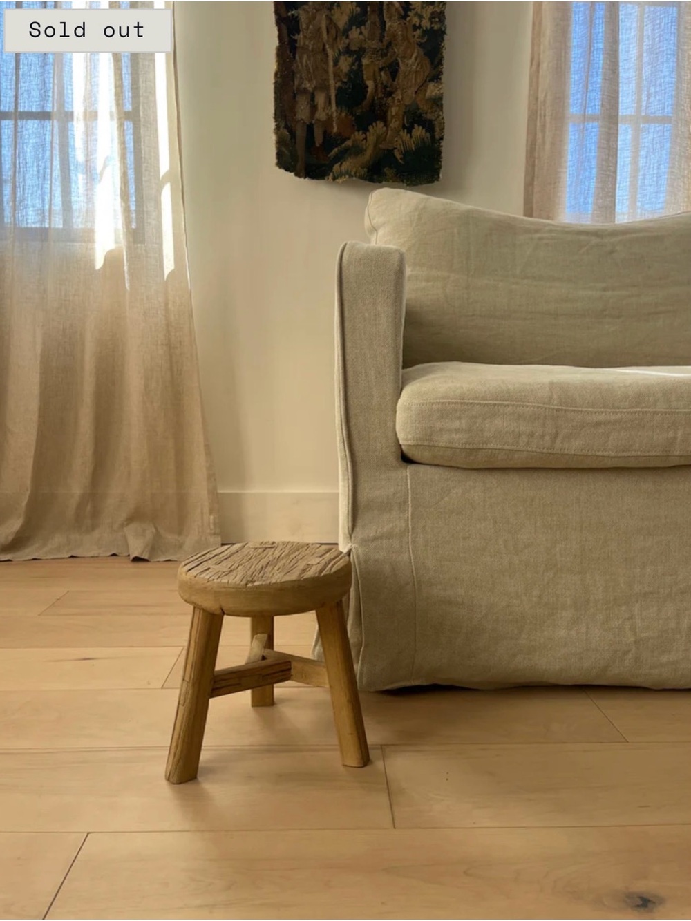 Vintage Mini Round Elm Stool